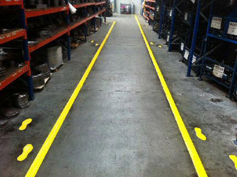 OH&s Safety lines, zones, pedestrian crossing for warehouses and factories